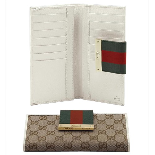 Brun Gucci Continental Portefeuille Logo Gravé Script